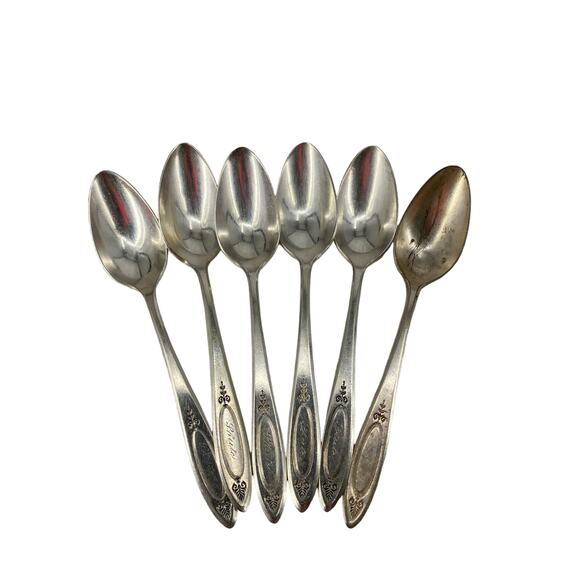 15.99 Other - 6 Oneida Community ADAM 7 Teaspoons Monogramed 1917 Silverplate